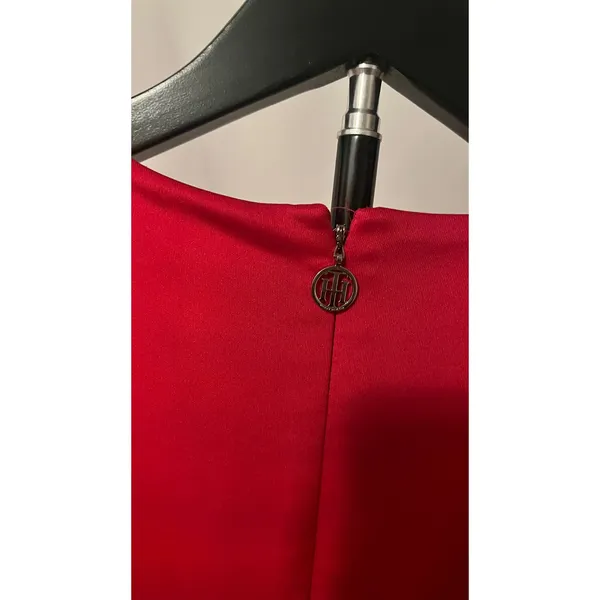 Tommy Hilfiger Red Ruffle Sleeve Sheath Dress Crew Neck Mini Business No size - Image 4