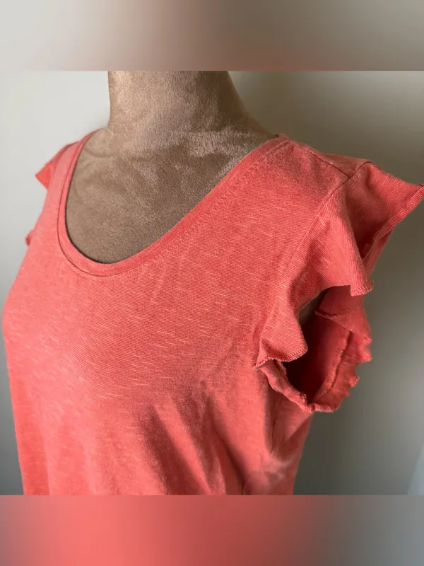 Toad & Co Rufflita II Tee Shirt Top Womens Medium Orange Organic Cotton Gorpcore - Image 2