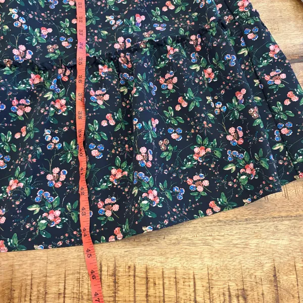 Hill House Home Louisa Nap Dress S Berry Crepe Smocked Floral Midi Tiered Black - Image 10