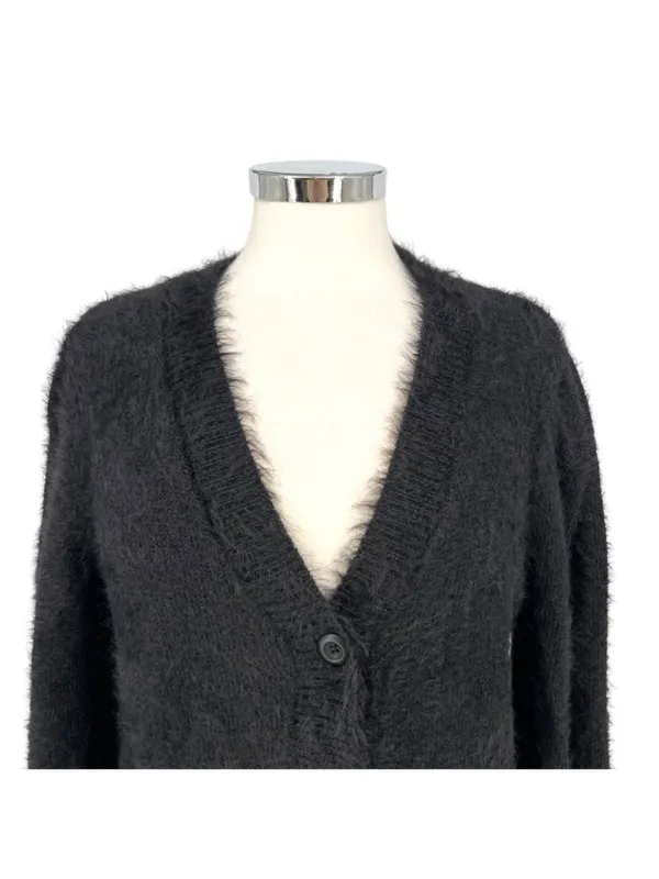French Connection Fuzzy Cozy Cardigan Sweater Black Size Medium - Image 2