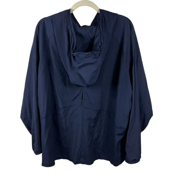 Athleta Teton Anorak Windbreaker Hoodie XL Navy Blue Grid Texture Lightweight - Image 2