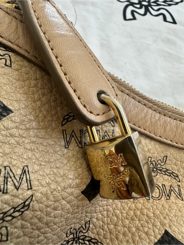 MCM Visetos Signature Beige HOBO Bag - Image 10
