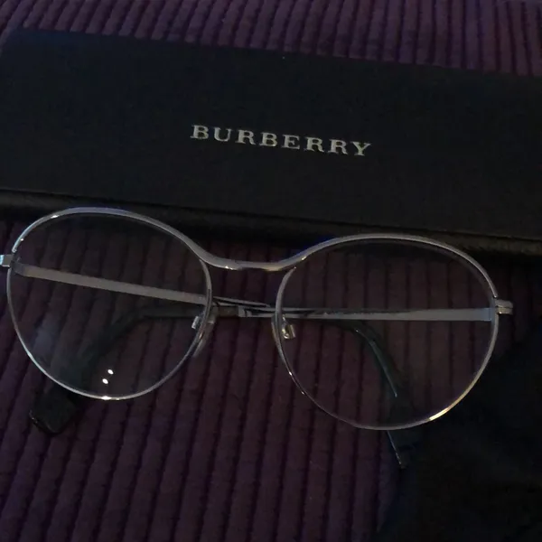 Burberry Silver Aviator-Style Glasses Frames w/ Case - Image 2