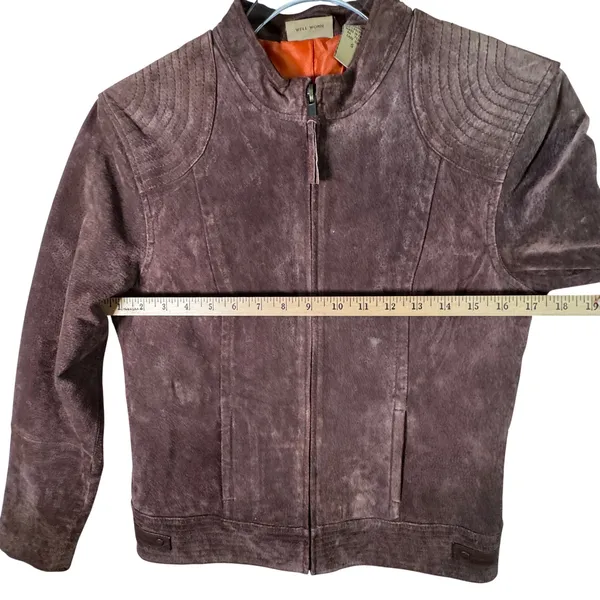 Ruff Hewn Brown Suede Leather‎ Jacket Womens S Moto Zip Western Boho Festival - Image 5