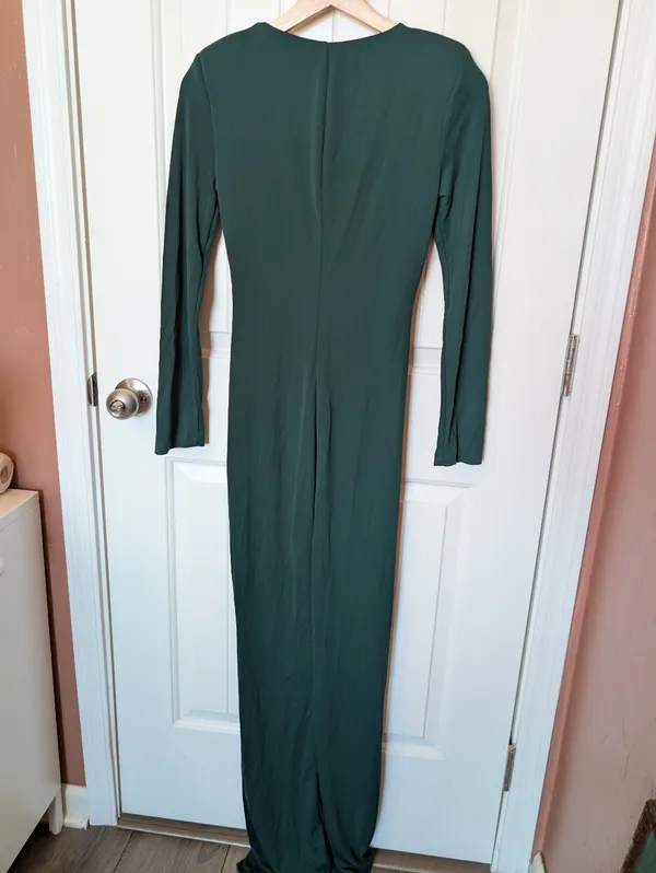 Rinascimento Formal Twist Front Long Sleeve Maxi Dress XSmall Dark Green - Image 2