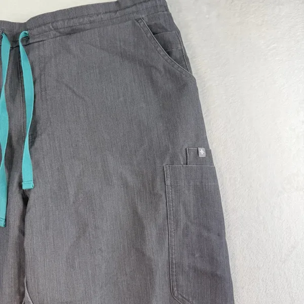 Figs L Large High Waist Yola Skinny‎ Straight Leg Scrub Pants Graphite Gray - Image 4