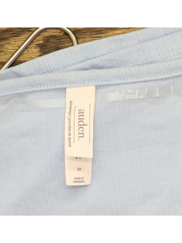NWT Auden Womens Variegated Ribbed Long Sleeve Pajama Top 94645637 Light Blue S - Image 4