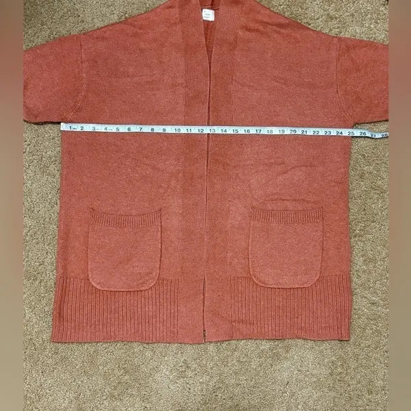 a new day Salmon/Orange Open Front Cardigan Sweater w/ Pockets - Image 10