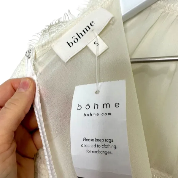 Bohme NWT Short Sleeve Lace Midi Dress Ivory Size Small - Image 3
