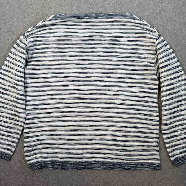 Liverpool Los Angeles Women's Small Striped Knit Top Crew Neck Blue Textured - Image 9