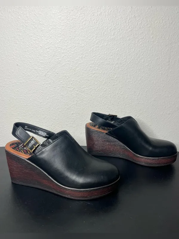 NEW BOC Born Concept Closed Toe Slingback Wedge Mule Clog in Black Size 8 - Image 2