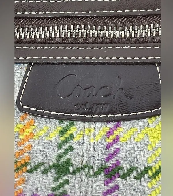 Coach Penelope Tattersall Colorful Plaid Wool Shoulder Bag Purse - Image 12