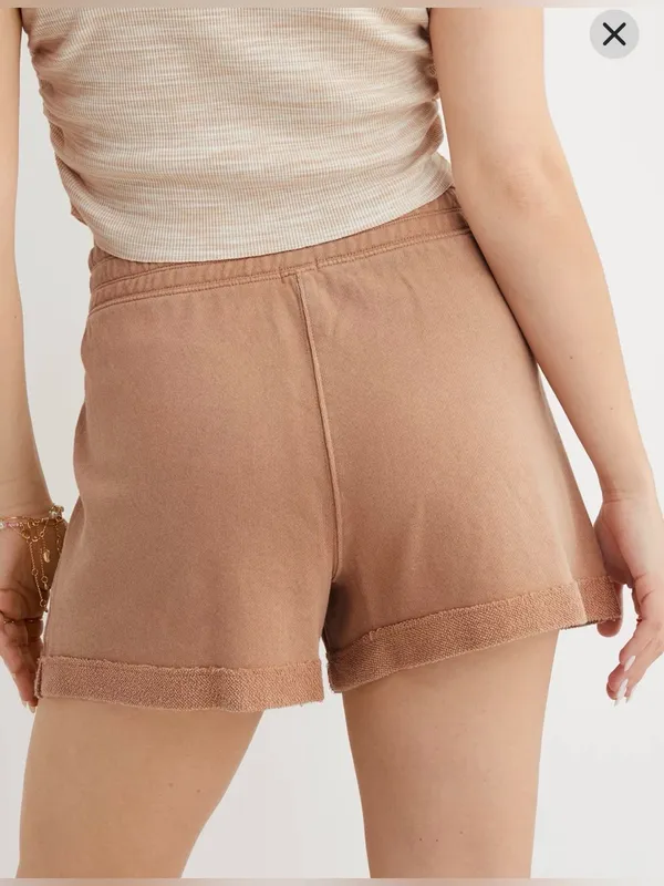 aerie tan beige High Waisted Chillax Fleece Lounge Shorts - size XL - Image 12