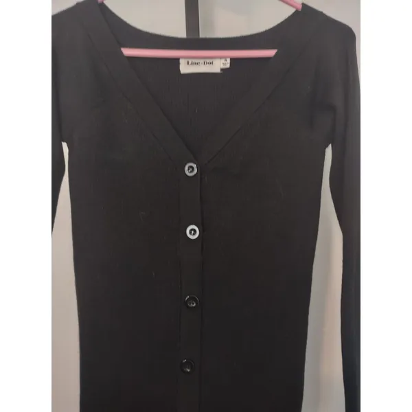 Line And Dot S Ribbed Wool/Rayon Sweater Dress long sleeve black Small - Image 5