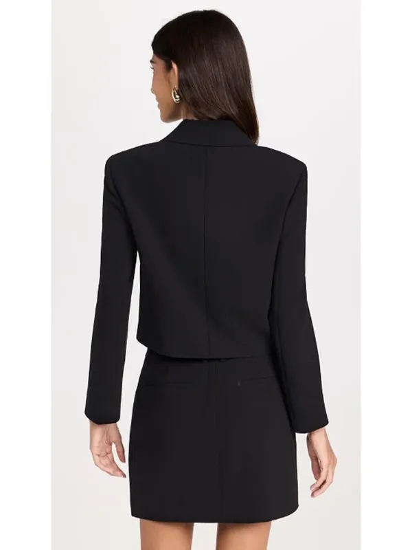 NWT Theory Crop Double-Breasted Jacket in Black Admiral Crepe Blazer 4 - Image 10