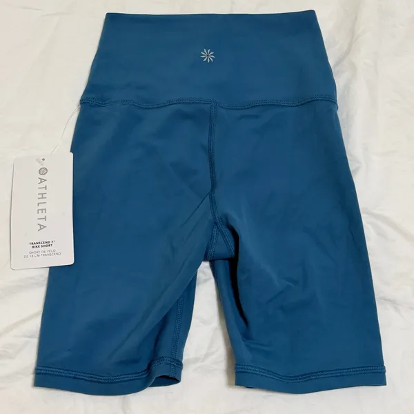 Athleta Transcend 7" Biker Short Womens XXS Blue High Rise‎ Yoga Athletic Blue - Image 2