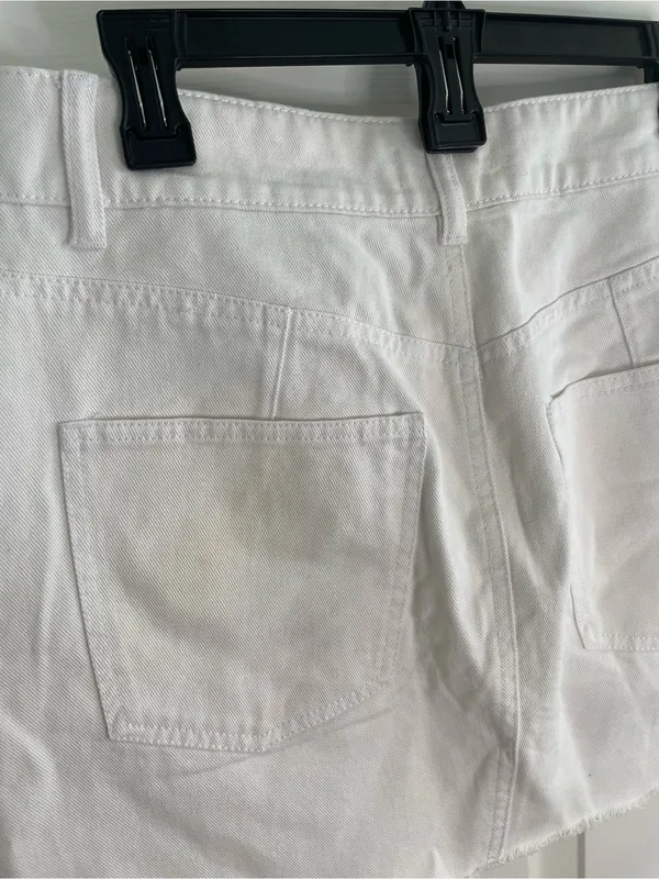 tgla Francesca's White Denim Mini Skirt Frayed Hem Five Pocket Size Medium new - Image 7