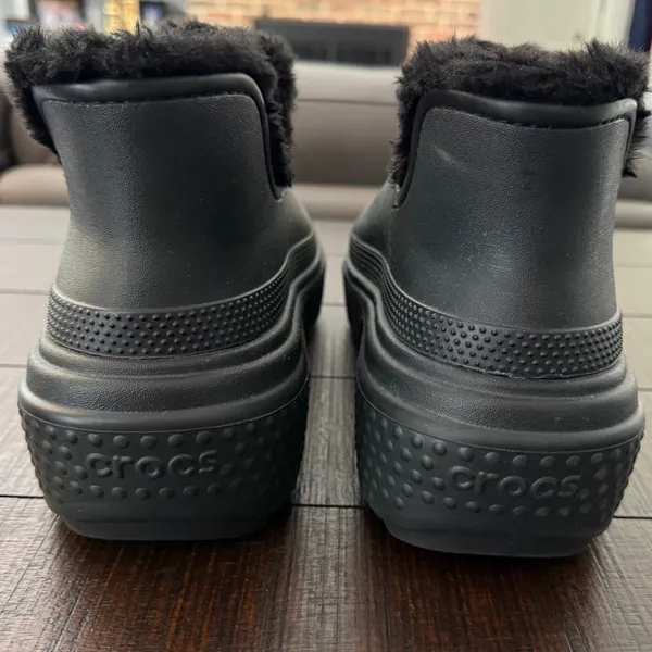 Crocs Stomp Lined Boot Women 10 Men 8 Black Faux Fur Platform Ankle Bootie Boots - Image 5