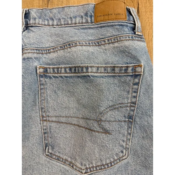 American Eagle 90s Bootcut Jeans Light Wash Split Hem 8 Short Real Good Stretch - Image 4