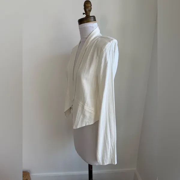 Lulus Miss Punctuality Ivory Cropped Lightweight Linen Blazer Small - Image 7
