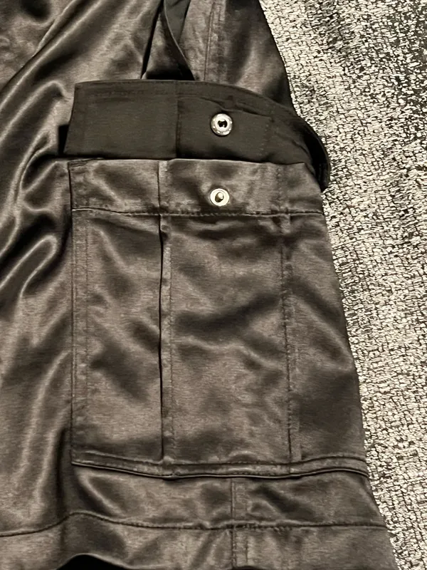 Womens Sz10 NWT White House Black Market black satin utility mini skirt - Image 5