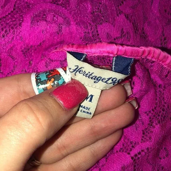 5/$30 🎈 Heritage‎ 1981 medium lace pink tank top - Image 3