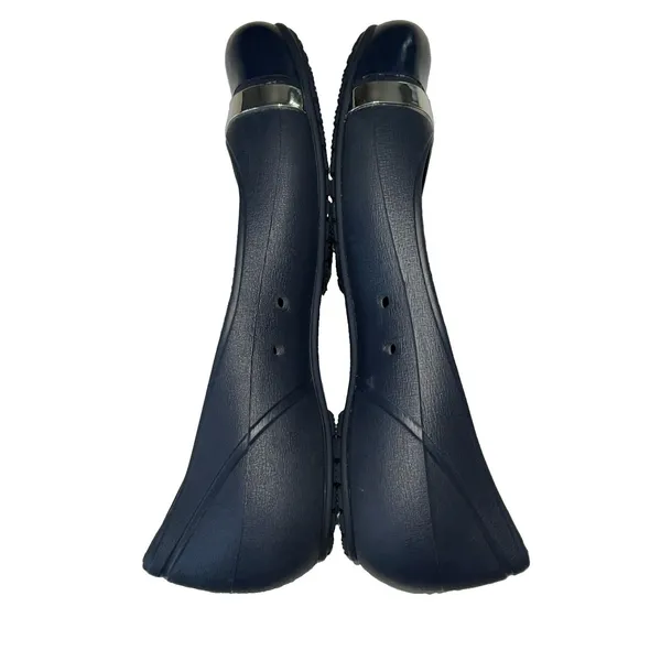 Crocs Cap Toe Flat Navy Silver Metallic Accent Ballet Slip On Shoes Women 10 - Image 5