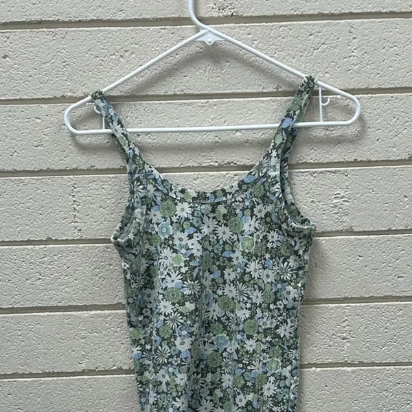 Aerie Green Floral Tank size S - Image 5