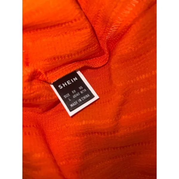 Orange Pleat Notch Neck Puff Sleeve Top - Women - Image 5