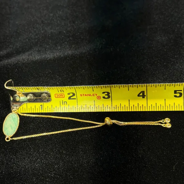 Unbranded Bracelet Set OS Gold Faux Pearl Herringbone Green Stone Bolo‎ 3pc - Image 3