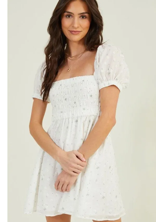 Altar’d state Jackie floral embroidered dress mini puffed sleeved altard state - Image 4