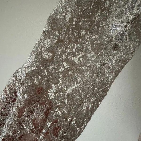 Shoshanna Lace 3/4 sleeve, light pink/silver dress - Size 6 - Image 3