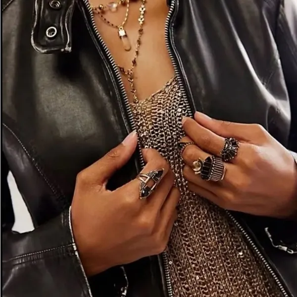 Free People Rhapsody Rings Set Size 5-8 NWOT Gold - Image 3