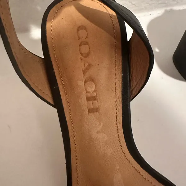 Coach Paige Leather and Black and White Snake Block Heel Sandals Size 5 - Image 6