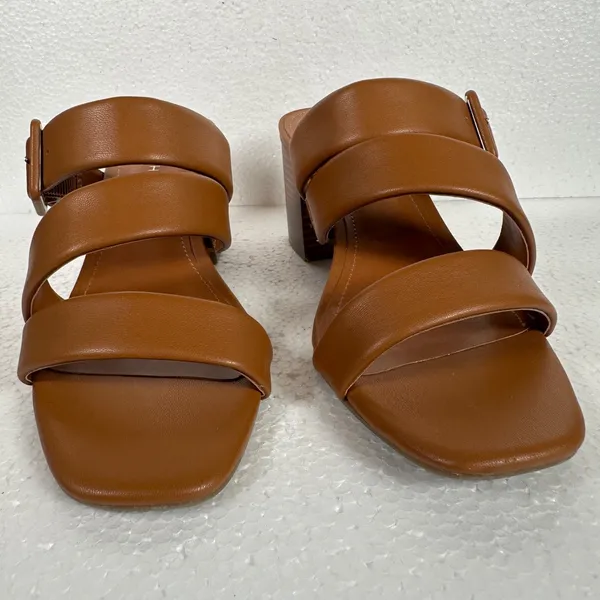 Marc Fisher Fathom Strappy Block Heel Sandal Women's 8.5 M Brown Buckle 3" Heel - Image 3