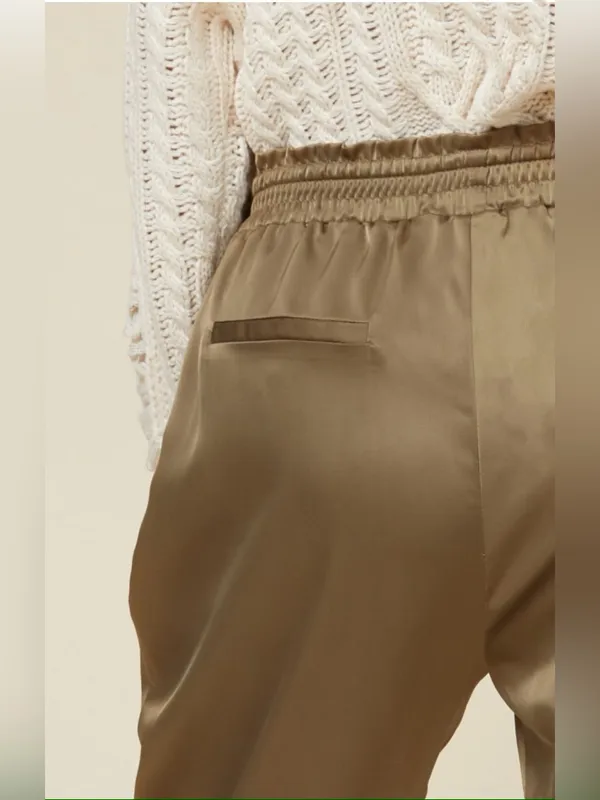 Ramy Brook Olive Satin Drawstring Joggers - Image 4