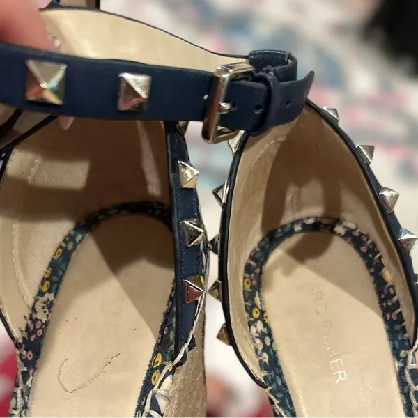 Marc Fisher Studded Floral Sakti Wedge Espadrille Ankle Strap Round Toe Shoes 10 - Image 6