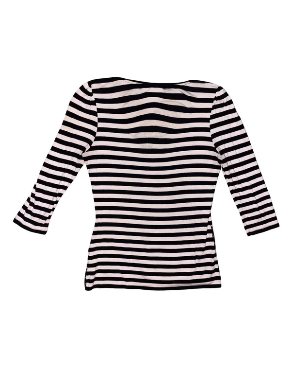 White House Black Market Striped Lace-Trim 3/4 Sleeve Top - Image 4