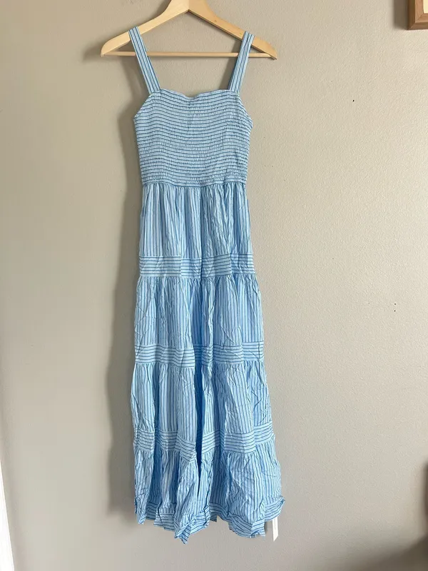 Commence Blue and White Striped Maxi Summer Dress small NWT - Image 2