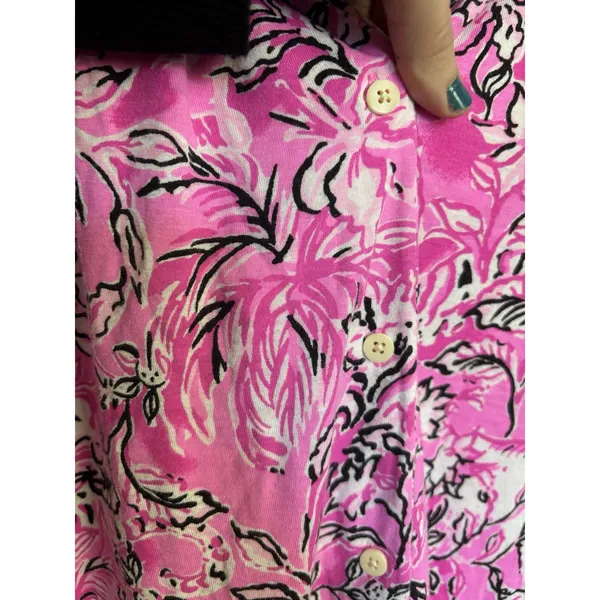 Lilly Pulitzer Purposefully Plumeria Pink Elephant Long Sleeve Pajama Knit Top M - Image 5