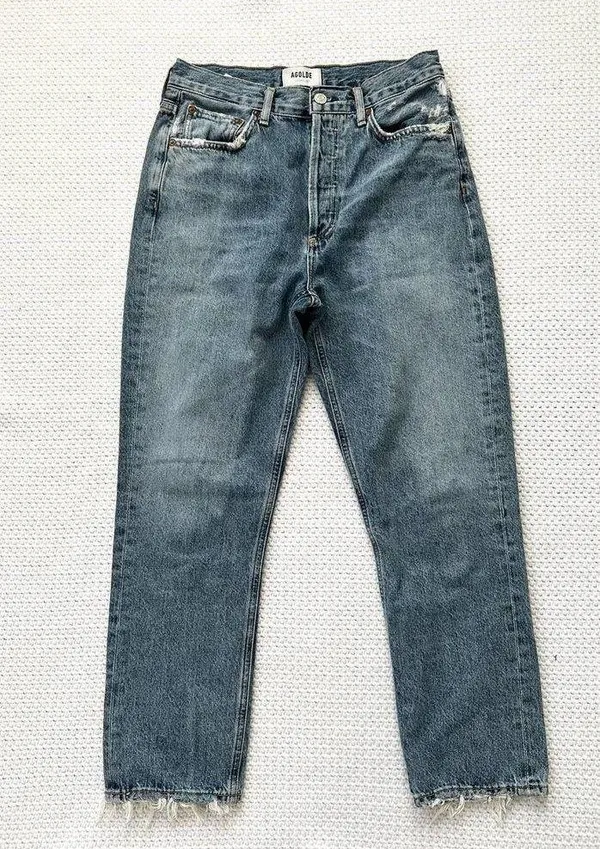 Riley High Rise Straight Crop Denim Jeans Button Fly In Frequency 27 - Image 3