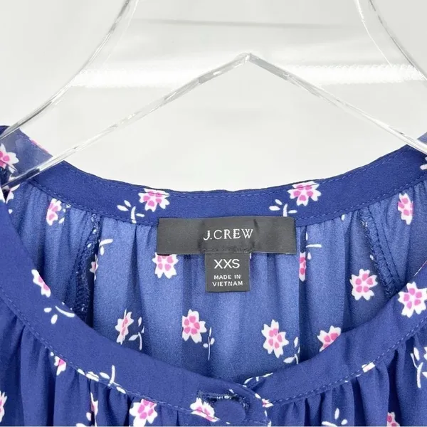 J.Crew Flutter Sleeve Bandana Floral Print Midi Dress Women's Size‎ XXS Blue - Image 6