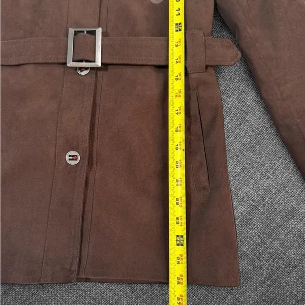 Brown Suede Belted Emporio Jacket Size M - Image 5