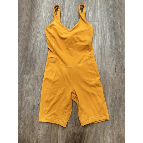 Lululemon Align Bodysuit 8" Size 4‎ Autumn Orange Tight Fit Bra Cut - Image 3