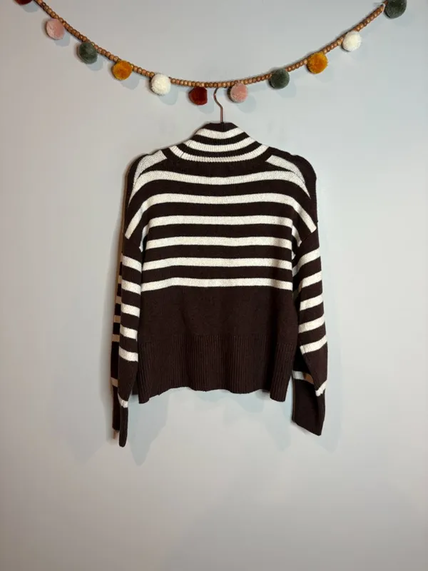 A New Day brown striped mock neck sweater - Image 5