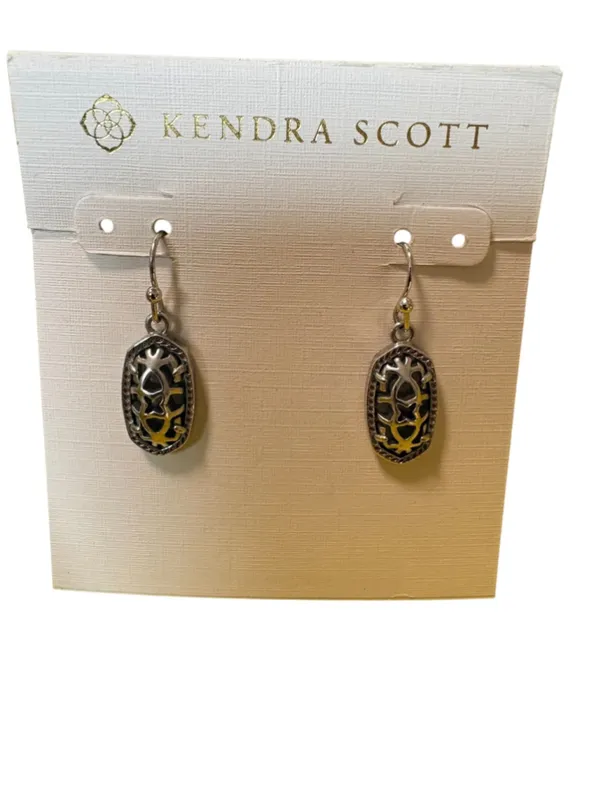 Kendra Scott Lee Silver Filigree Small Drop Earrings One Size NIB - Image 2
