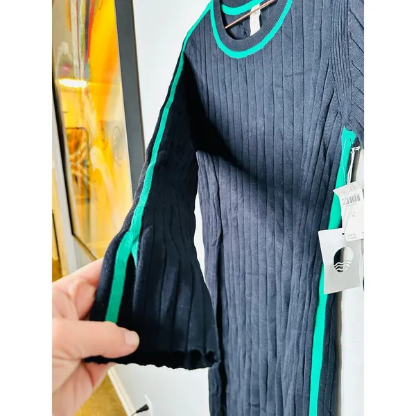 DAILY PRACTICE ANTHROPOLOGY Long-Sleeve Black Green Sporty Sweater Dress NWT XL - Image 7