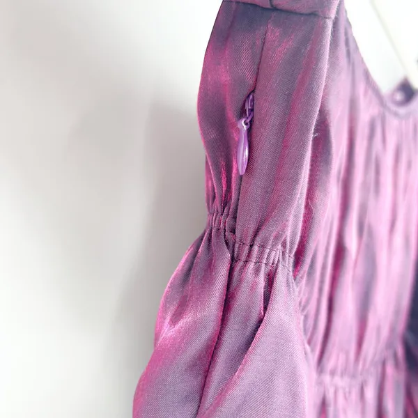 Altar'd State Womens Holographic Purple Amabella Puff Sleeve‎ Mini Dress Size S - Image 9