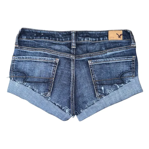 American Eagle Low Rise Micro Mini Distressed Jean Shorts Dark Denim Sz 6 y2k - Image 2