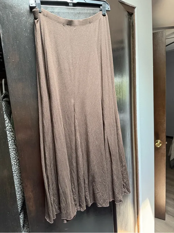 Karen Kane Brown Maxi Skirt, Flowy Fishtail Hem, Size L - Image 2